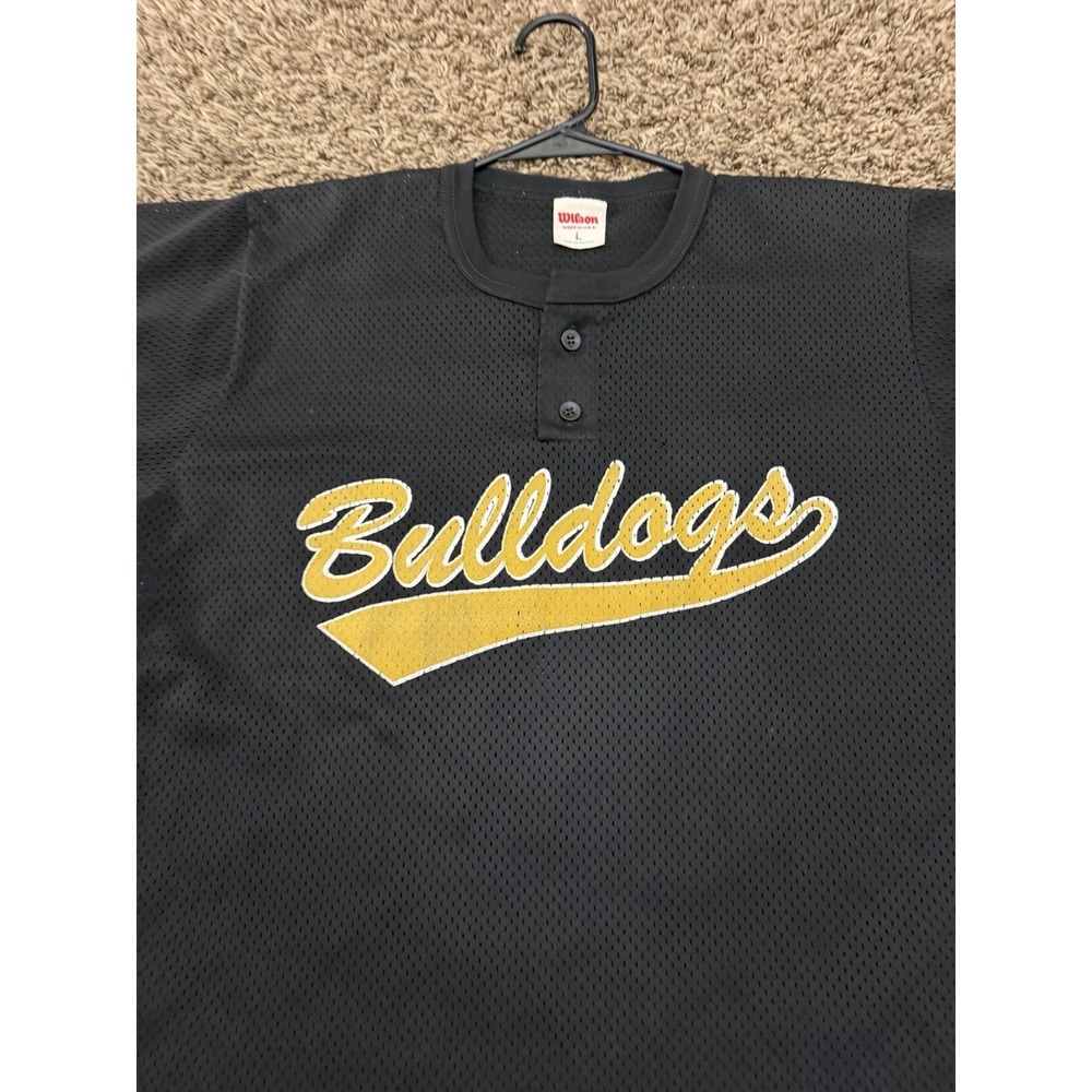 Vintage Made In USA Wilson Bulldog Mesh 2-Button Baseball Jersey Mens Size Large
